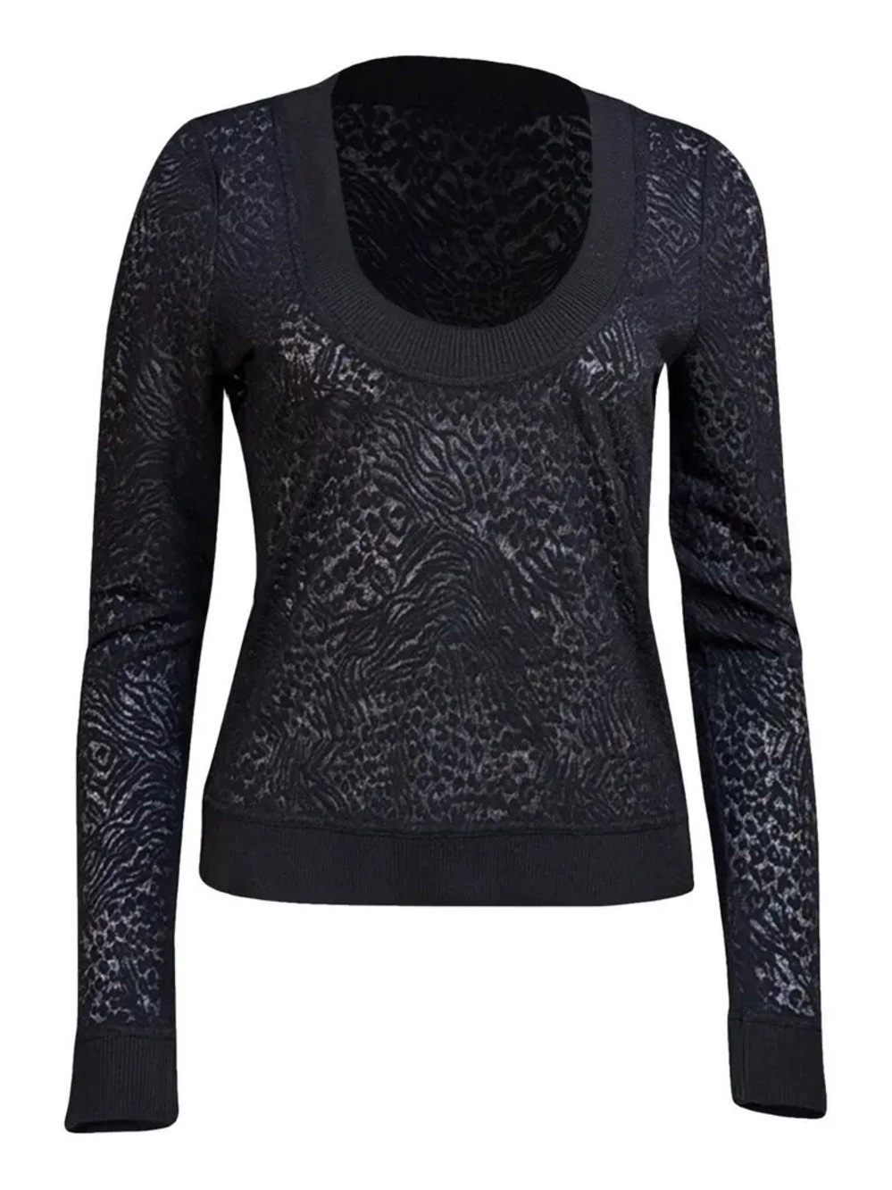 L’Agence Black Semi Sheer Burnout Knit Sweater – Size S/P